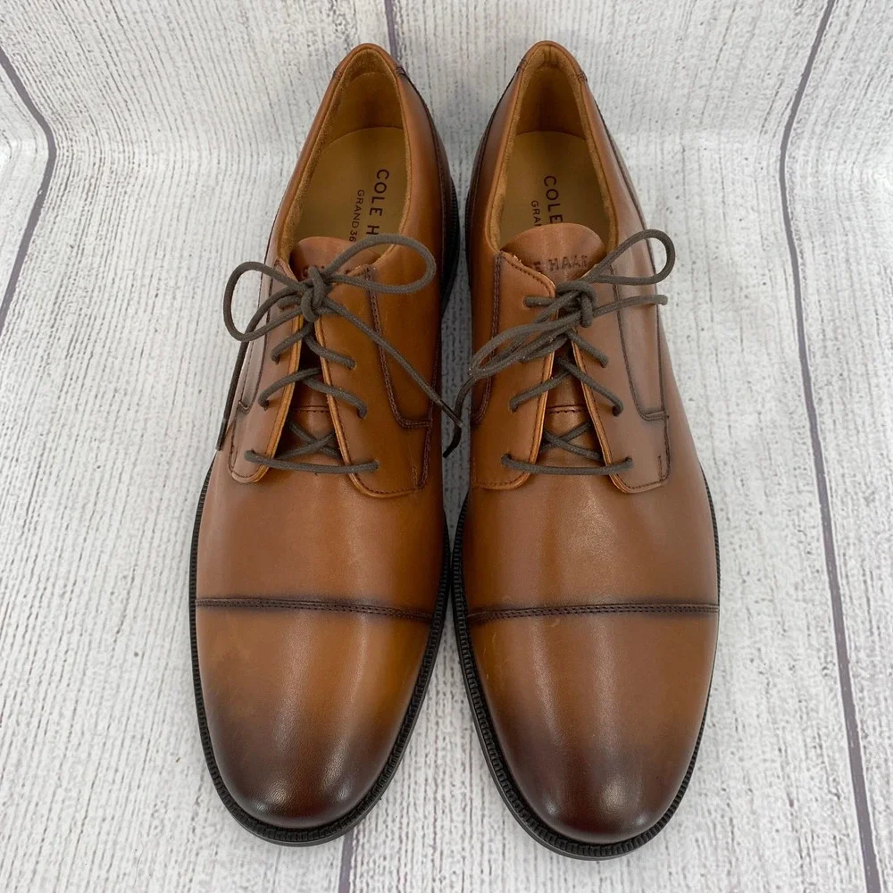 Cole Haan Bedford Cap Toe Oxford Men 13 British Tan Leather Grand 360 Dress Shoe